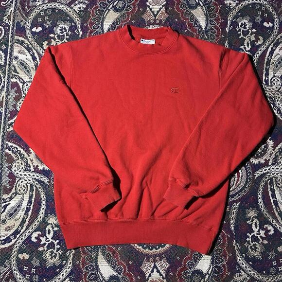 Champion ECO Mens Red Crew Neck Pullover Sweatshirt Size Medium - Picture 1 of 7